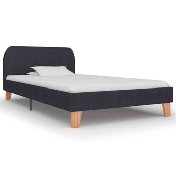 Estructura De Cama De Tela Gris Oscuro 90x200 Cm