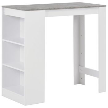 Mesa Alta De Cocina Con Estantería Blanca 110x50x103 Cm