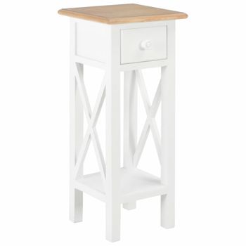 Mesa Auxiliar De Madera Blanca 27x27x65,5 Cm