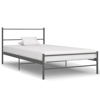 Estructura De Cama De Metal Gris 100x200 Cm