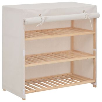 Mueble Zapatero Con Funda De Tela Blanco 79x40x80 Cm