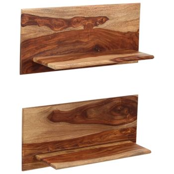 Estantes De Pared 2 Uds Madera Maciza De Sheesham 58x26x20 Cm Marrón