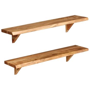 Estantes De Pared 2 Uds Madera Maciza De Acacia 90x20x18 Cm Marrón