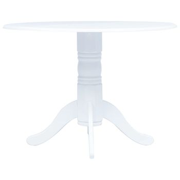 Mesa De Comedor De Madera Maciza De Caucho Blanco 106 Cm