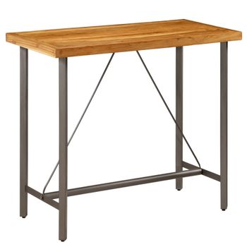 Mesa De Bar De Madera Maciza De Teca Reciclada 120x58x106 Cm Marrón