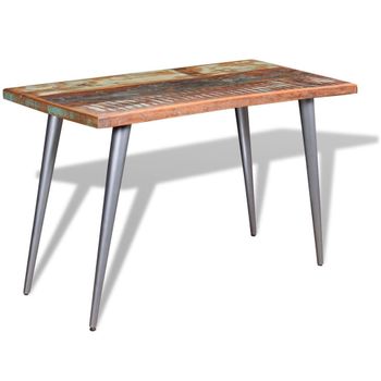 Mesa De Comedor Madera Maciza Reciclada 120x60x76 Cm Multicolor