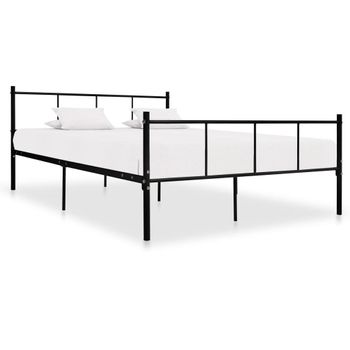 Estructura De Cama De Metal Negro 160x200 Cm