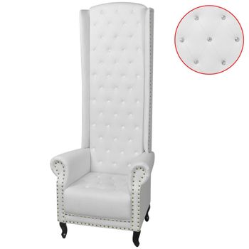 Sillón De Respaldo Alto Cuero Sintético Blanco