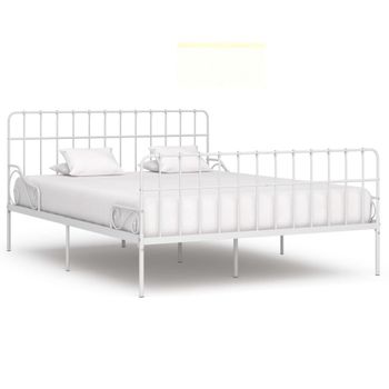 Estructura De Cama Con Somier Metal Blanco 200x200 Cm