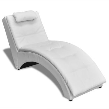 Diván Con Almohada De Cuero Sintético Blanco