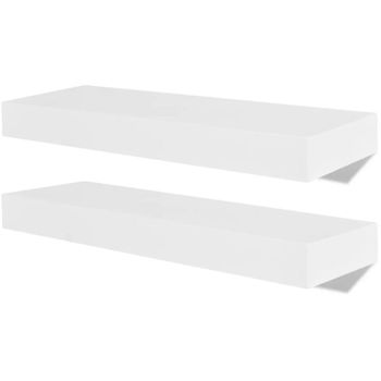 Estantes Flotantes De Pared 2 Uds Mdf Blanco Para Libros/dvd