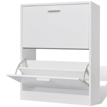 Mueble Zapatero Blanco Con 2 Compartimentos