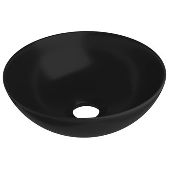 Lavabo De Cuarto De Baño Redondo Cerámica Negro Mate