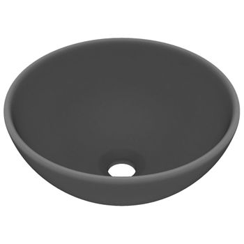 Lavabo De Lujo Redondo Cerámica Gris Oscuro Mate 32,5x14 Cm