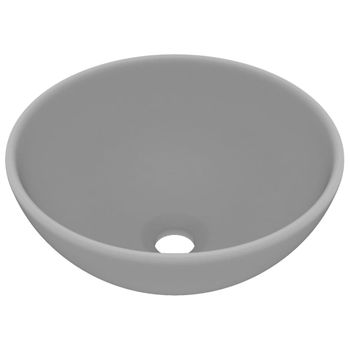 Lavabo De Lujo Redondo Cerámica Gris Claro Mate 32,5x14 Cm