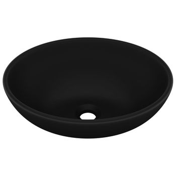 Lavabo De Lujo Ovalado Cerámica Negro Mate 40x33 Cm