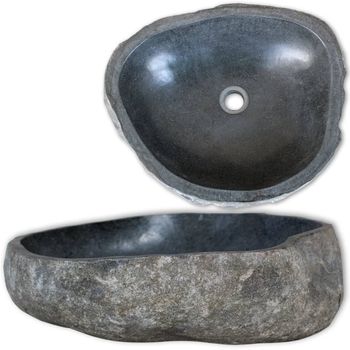 Lavabo De Piedra De Río Ovalada 45-53 Cm Antracita