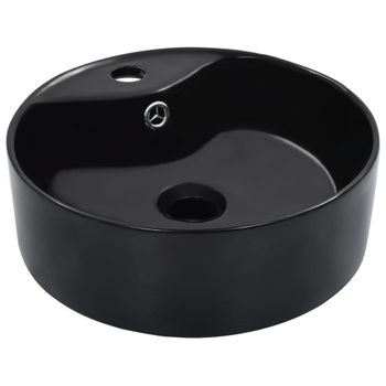 Lavabo Con Rebosadero 36x13 Cm Cerámica Negro