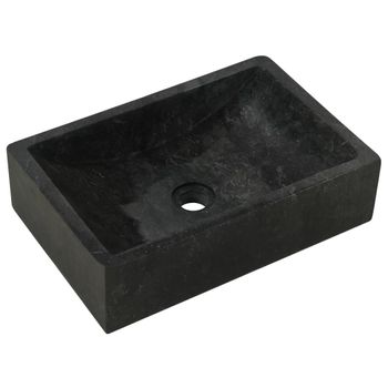 Lavabo De Mármol Negro Con Brillo 45x30x12 Cm