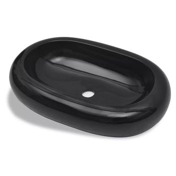 Lavabo De Cerámica Negro Ovalado