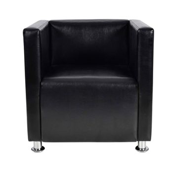 Sillón En Forma De Cubo De Cuero Sintético Negro