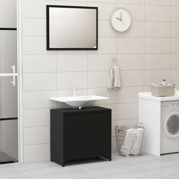 Conjunto De Muebles De Baño Madera Contrachapada Negro