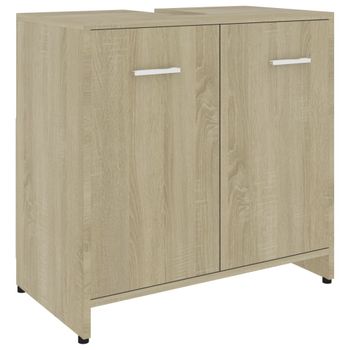 Armario De Baño Madera Contrachapada Color Roble 60x33x61 Cm Marrón