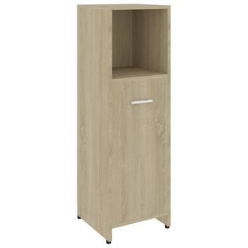 Armario De Baño Madera Contrachapada Color Roble 30x30x95 Cm Marrón