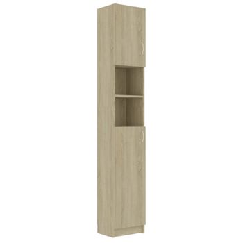 Armario Baño Madera Contrachapada Color Roble 32x25,5x190 Cm Marrón