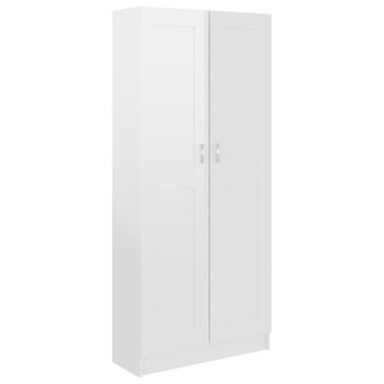 Armario De Libros Contrachapada Blanco Brillo 82,5x30,5x185,5cm