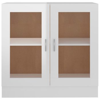 Vitrina De Madera Contrachapada Blanco Brillo 82,5x30,5x80 Cm