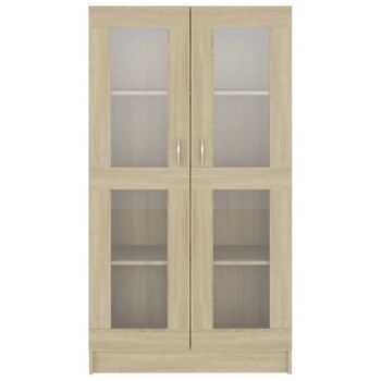 Vitrina De Madera Contrachapada Color Roble 82,5x30,5x150 Cm Marrón