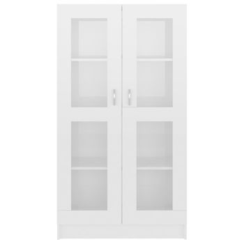 Vitrina De Madera Ingeniería Blanco Brillo 82,5x30,5x150 Cm