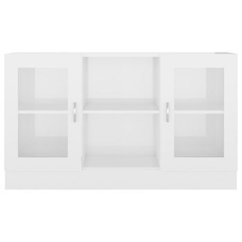 Vitrina De Madera Contrachapada Blanco Brillo 120x30,5x70 Cm