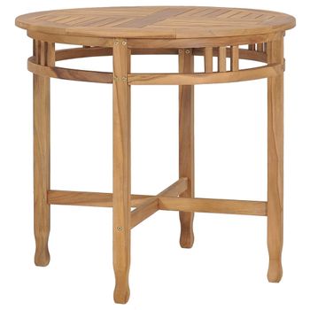 Mesa De Comedor De Madera Maciza De Teca Ø 80 Cm Marrón