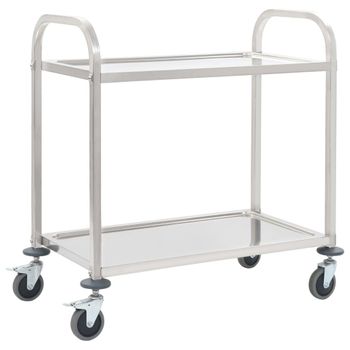 Carrito De Cocina De 2 Alturas Acero Inoxidable 95x45x83,5 Cm Plateado