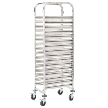 Carrito De Cocina 16 Bandejas Acero Inoxidable 38x55x163 Cm Plateado