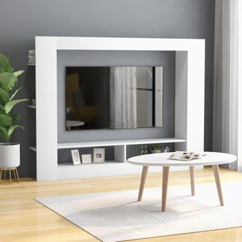 Mueble Para Tv Madera Contrachapada Blanco 152x22x113 Cm