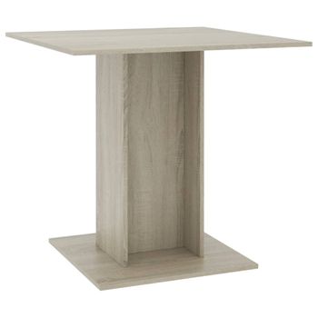 Mesa De Comedor De Madera Contrachapada Color Roble 80x80x75 Cm Marrón