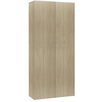 Mueble Zapatero Madera Contrachapada Color Roble 80x35,5x180 Cm Marrón