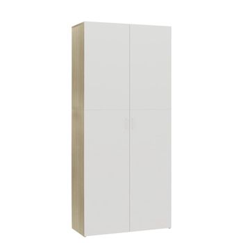 Mueble Zapatero Contrachapada Blanco Y Roble 80x35,5x180 Cm Multicolor