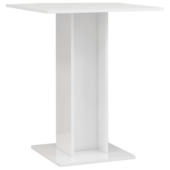 Mesa De Bistró Madera Contrachapada Blanco Brillo 60x60x75 Cm