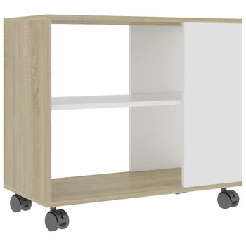 Mesa Auxiliar De Madera Contrachapada Blanco Roble 70x35x55 Cm