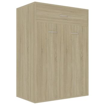 Mueble Zapatero De Madera Contrachapada Color Roble 60x35x84cm Marrón