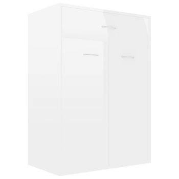 Mueble Zapatero De Contrachapada Blanco Brillante 60x35x84 Cm