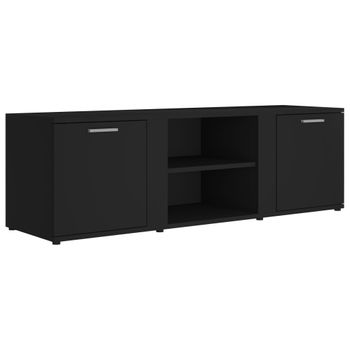 Mueble De Tv Madera Contrachapada Negra 120x34x37 Cm