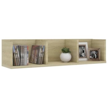 Estante De Pared Para Cd Contrachapada Color Roble 75x18x18cm Beige