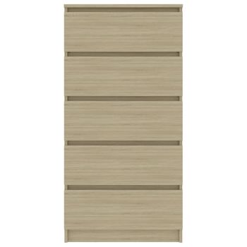 Aparador Con Cajones Contrachapada Color Roble 60x35x121 Cm Beige