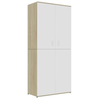 Mueble Zapatero Contrachapada Blanco Y Roble 80x39x178 Cm Beige