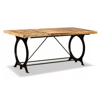 Mesa De Salón Comedor De Madera Maciza De Mango Rugosa 180 Cm Marrón